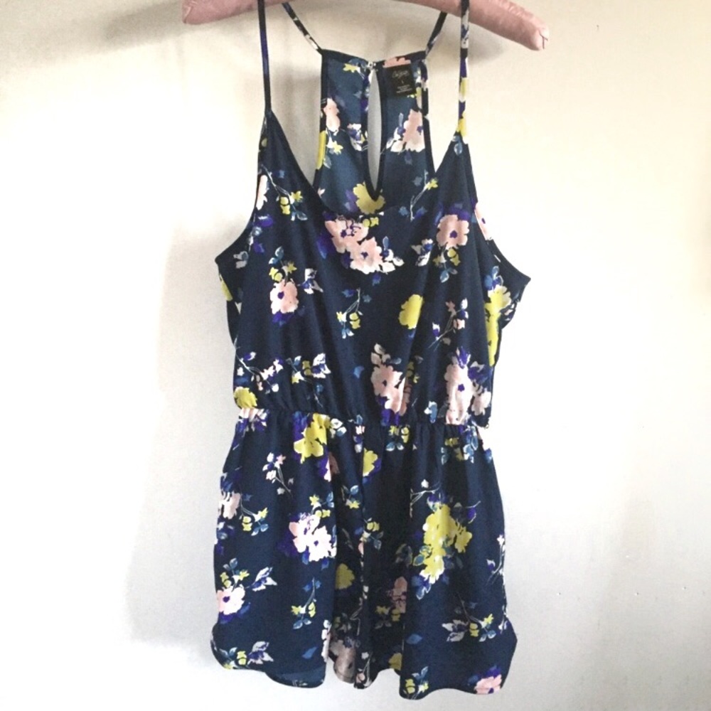 City Streets Navy Blue Floral Romper